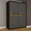 Dulap Dormitor Nova Gold 150 cm x 200 cm fara oglinda Magia cu usi glisante gri