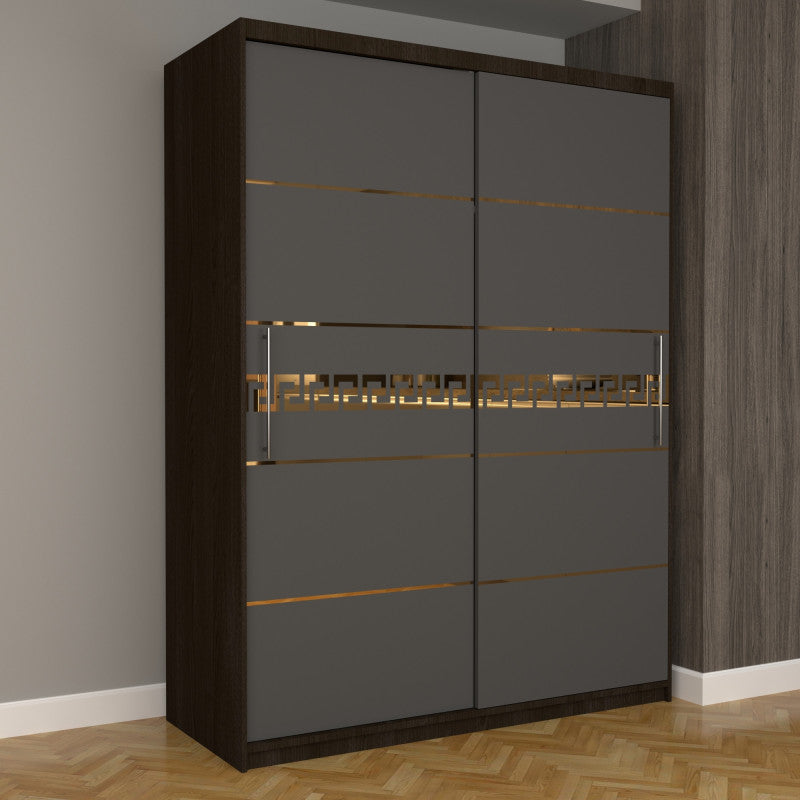 Dulap Dormitor Nova Gold 150 cm x 200 cm fara oglinda Magia cu usi glisante gri