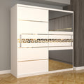 Dulap Dormitor Nova Gold 200 cm x 200 cm cu oglinda Alb cu usi glisante Albe