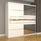 Dulap Dormitor Nova Gold 200 cm x 200 cm cu oglinda Alb cu usi glisante Albe