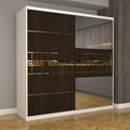 Dulap Dormitor Nova Gold 200 cm x 200 cm cu oglinda Alb cu usi glisante Magia