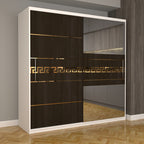 Dulap Dormitor Nova Gold 200 cm x 200 cm cu oglinda Alb cu usi glisante Magia