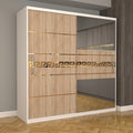 Dulap Dormitor Nova Gold 200 cm x 200 cm cu oglinda Alb cu usi glisante sonoma
