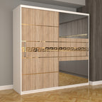 Dulap Dormitor Nova Gold 200 cm x 200 cm cu oglinda Alb cu usi glisante sonoma