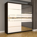 Dulap Dormitor Nova Gold 200 cm x 200 cm cu oglinda magia cu usi glisante albe
