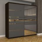 Dulap Dormitor Nova Gold 200 cm x 200 cm cu oglinda Magia cu usi glisante Gri