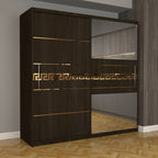 Dulap Dormitor Nova Gold 200 cm x 200 cm cu oglinda magia cu usi glisante magia