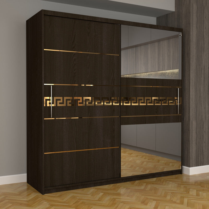 Dulap Dormitor Nova Gold 200 cm x 200 cm cu oglinda magia cu usi glisante magia