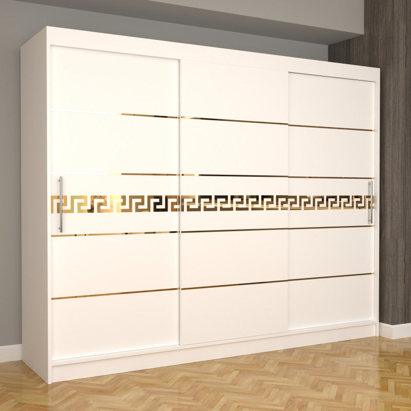 Dulap Dormitor Nova Gold 250 cm x 200 cm Fara oglinda Alb cu usi Glisante Albe