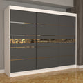 Dulap Dormitor Nova Gold 250 cm x 200 cm Fara oglinda Alb cu usi glisante Gri