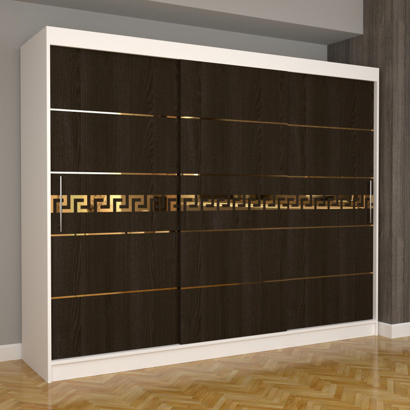 Dulap Dormitor Nova Gold 250 cm x 200 cm Fara oglinda Alb cu usi glisante Magia