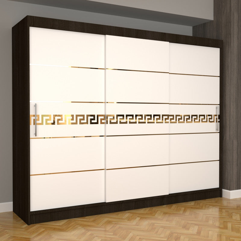 Dulap Dormitor Nova Gold 250 cm x 200 cm fara oglinda Magia cu usi glisante Albe