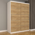 Dulap Dormitor Nova Plus 150 cm x 200 cm, fara oglinda, alb cu usi glisante oak craft gold