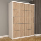 Dulap Dormitor Nova Plus 150 cm x 200 cm, fara oglinda, alb cu usi glisante sonoma
