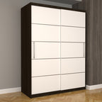 Dulap Dormitor Nova Plus 150 cm x 200 cm, fara oglinda, wenge cu usi glisante alb