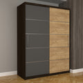 Dulap Dormitor Nova Plus 150 cm x 200 cm, fara oglinda, wenge cu usi glisante gri oak craft gold