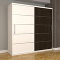 Dulap Dormitor Nova Plus 200 cm x 200 cm, fara oglinda, alb cu usi glisante alb wenge
