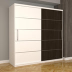 Dulap Dormitor Nova Plus 200 cm x 200 cm, fara oglinda, alb cu usi glisante alb wenge