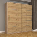 Dulap Dormitor Nova Plus 200 cm x 200 cm, fara oglinda, sonoma cu usi glisante oak craft gold