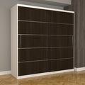 Dulap Dormitor Nova Plus 200 cm x 200 cm, fara oglinda, alb cu usi glisante wenge