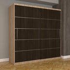 Dulap Dormitor Nova Plus 200 cm x 200 cm, fara oglinda, sonoma cu usi glisante wenge