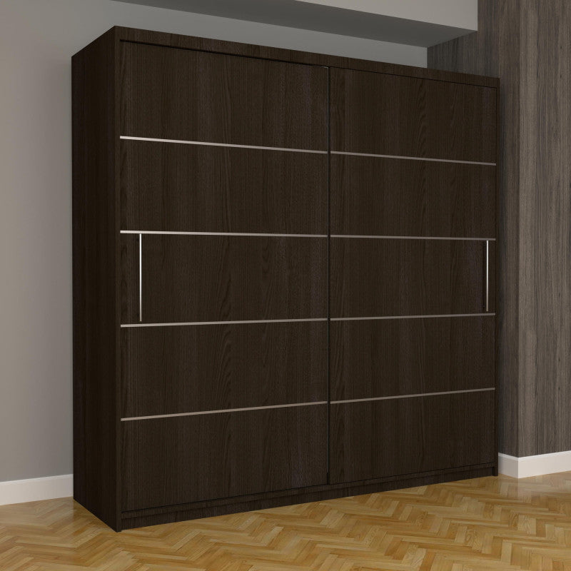 Dulap Dormitor Nova Plus 200 cm x 200 cm, fara oglinda, wenge cu usi glisante wenge