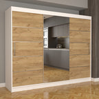 Dulap Dormitor Nova Plus 250 cm x 200 cm , cu oglinda , alb cu usi glisante oak craft gold