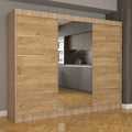 Dulap Dormitor Nova Plus 250 cm x 200 cm , cu oglinda , sonoma cu usi glisante oak craft gold