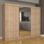 Dulap Dormitor Nova Plus 250 cm x 200 cm , cu oglinda , sonoma cu usi glisante sonoma