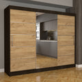 Dulap Dormitor Nova Plus 250 cm x 200 cm , cu oglinda , wenge cu usi glisante oak craft gold