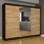 Dulap Dormitor Nova Plus 250 cm x 200 cm , cu oglinda , wenge cu usi glisante oak craft gold