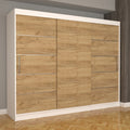 Dulap Dormitor Nova Plus 250 cm x 200 cm , fara oglinda , alb cu usi glisante oak craft gold