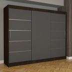Dulap Dormitor Nova Plus 250 cm x 200 cm , fara oglinda , wenge cu usi glisante gri