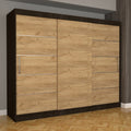 Dulap Dormitor Nova Plus 250 cm x 200 cm , fara oglinda , wenge cu usi glisante oak craft gold