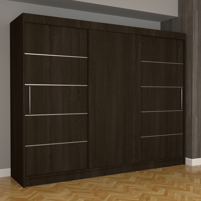 Dulap Dormitor Nova Plus 250 cm x 200 cm , fara oglinda , wenge cu usi glisante wenge