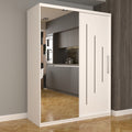 Dulap Dormitor Nova Ultra 150 cm x 200 cm , cu oglinda , alb cu usi glisante albe