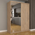 Dulap Dormitor Nova Ultra 150 cm x 200 cm , cu oglinda , sonoma cu usi glisante sonoma
