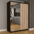 Dulap Dormitor Nova Ultra 150 cm x 200 cm , cu oglinda , wenge cu usi glisante sonoma