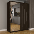 Dulap Dormitor Nova Ultra 150 cm x 200 cm , cu oglinda , wenge cu usi glisante wenge