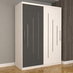 Dulap Dormitor Nova Ultra 150 cm x 200 cm , fara oglinda , alb cu usi glisante gri alb