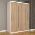 Dulap Dormitor Nova Ultra 150 cm x 200 cm , fara oglinda , alb cu usi glisante sonoma