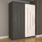 Dulap Dormitor Nova Ultra 150 cm x 200 cm, fara oglinda, gri cu usi glisante gri alb