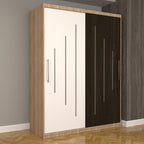 Dulap Dormitor Nova Ultra 150 cm x 200 cm , fara oglinda , sonoma cu usi glisante alb wenge