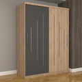 Dulap Dormitor Nova Ultra 150 cm x 200 cm , fara oglinda , sonoma cu usi glisante gri sonoma