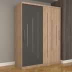 Dulap Dormitor Nova Ultra 150 cm x 200 cm , fara oglinda , sonoma cu usi glisante gri sonoma