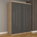 Dulap Dormitor Nova Ultra 150 cm x 200 cm , fara oglinda , sonoma cu usi glisante gri
