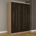 Dulap Dormitor Nova Ultra 150 cm x 200 cm , fara oglinda , sonoma cu usi glisante wenge