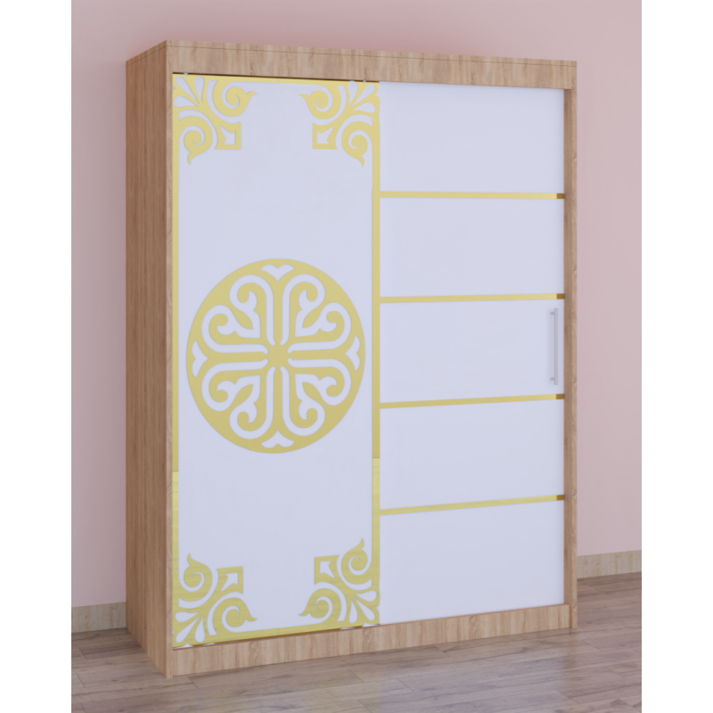 Dulap Dormitor Stefan Cod113 Sonoma cu usi glisante Albe 200 cm x 200 cm