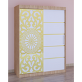 Dulap Dormitor Stefan Cod122 Sonoma cu usi glisante Albe 200 cm x 200 cm