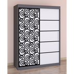 Dulap Dormitor Stefan Cod129 Gri cu usi glisante Albe 150 cm x 200 cm